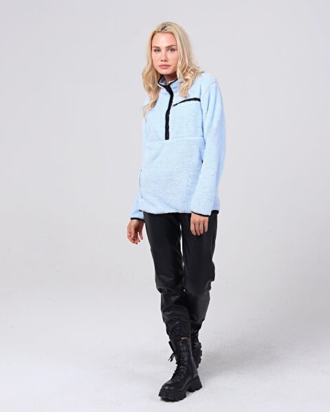 North Trace Gecko Yarım Fermuarlı Kadın Welsoft Polar Buz Mavisi - S