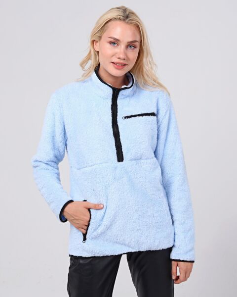 North Trace Gecko Yarım Fermuarlı Kadın Welsoft Polar Buz Mavisi - S