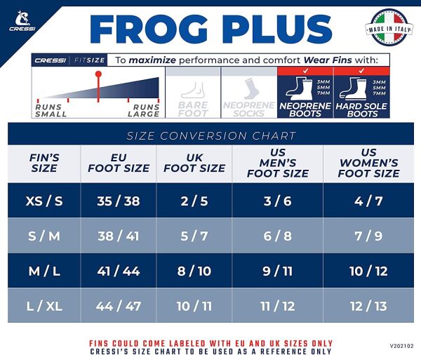 Cressi Frog Plus Dalış Paleti BLUE-SILVER - NO:38-41