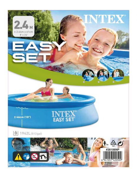 İntex Easy Kolay Kurulum Mavi Renkli Şişme Havuz 244*61Cm