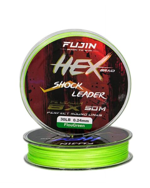 Fujin Hex Braid 8x  Fluo Green PE İP Shock Leader 50 mt
