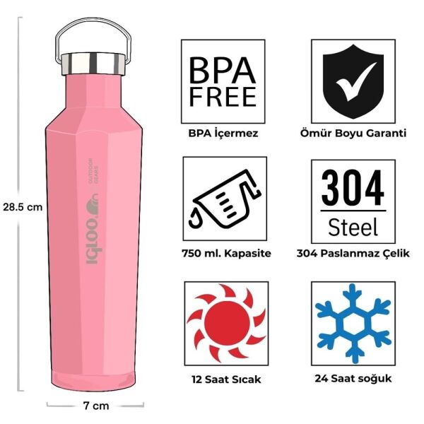 İgloo Pentagon Termos 750 ML PEMBE
