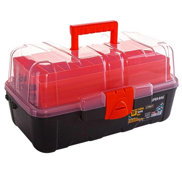 Süper-Bag 16'' Raflı Balıkçı Takım Çantası KIRMIZI