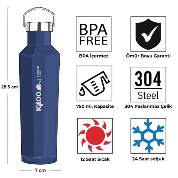 İgloo Pentagon Termos 750 ML LACİVERT
