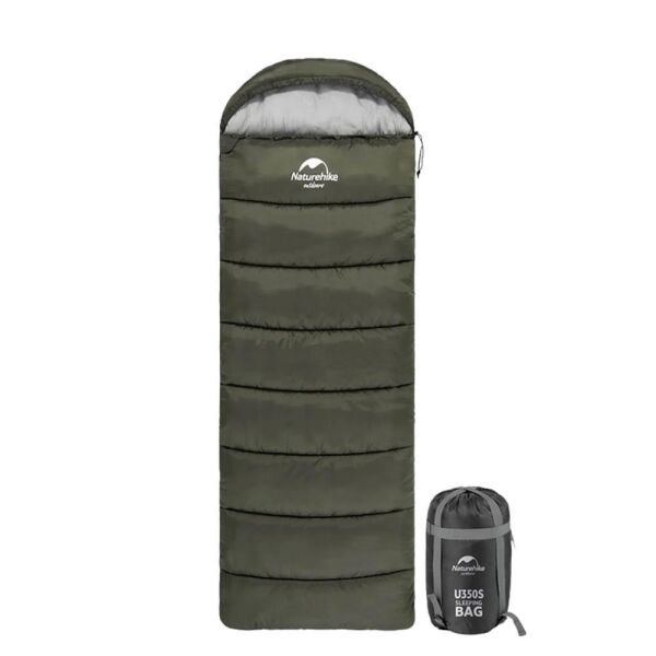 Naturehike U350S Zarf Tarzı Kapüşonlu Uyku Tulumu -17°C HAKİ - Right