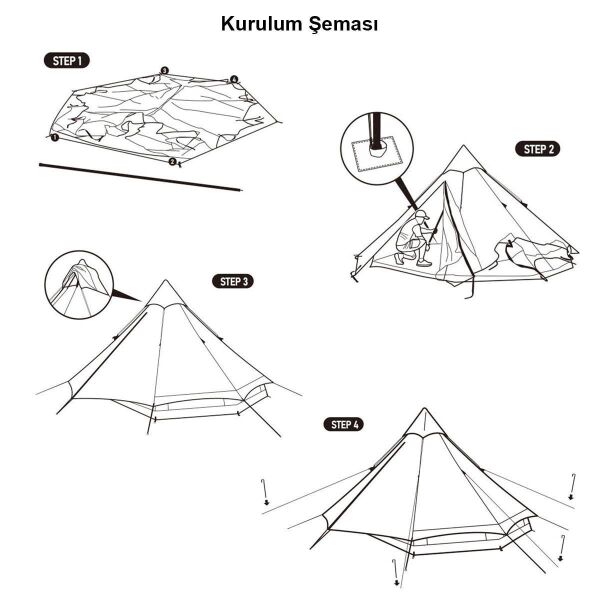 Naturehike Brighten 6.4 Lüks Piramit Pamuk Glamping Çadırı