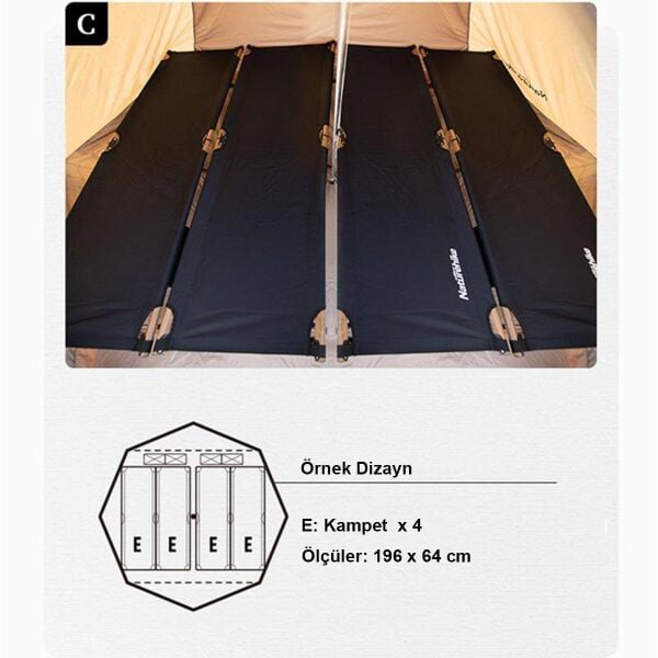Naturehike Brighten 6.4 Lüks Piramit Pamuk Glamping Çadırı