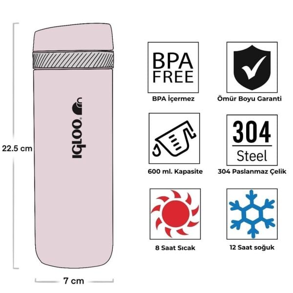 İgloo Squid Termos 600 ML PEMBE