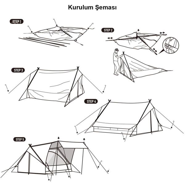 Naturehike Extend 4.8 Eaves Tower Pamuklu Aile Glamping Çadırı