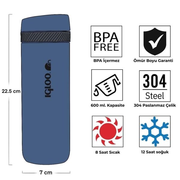 İgloo Squid Termos 600 ML LACİVERT
