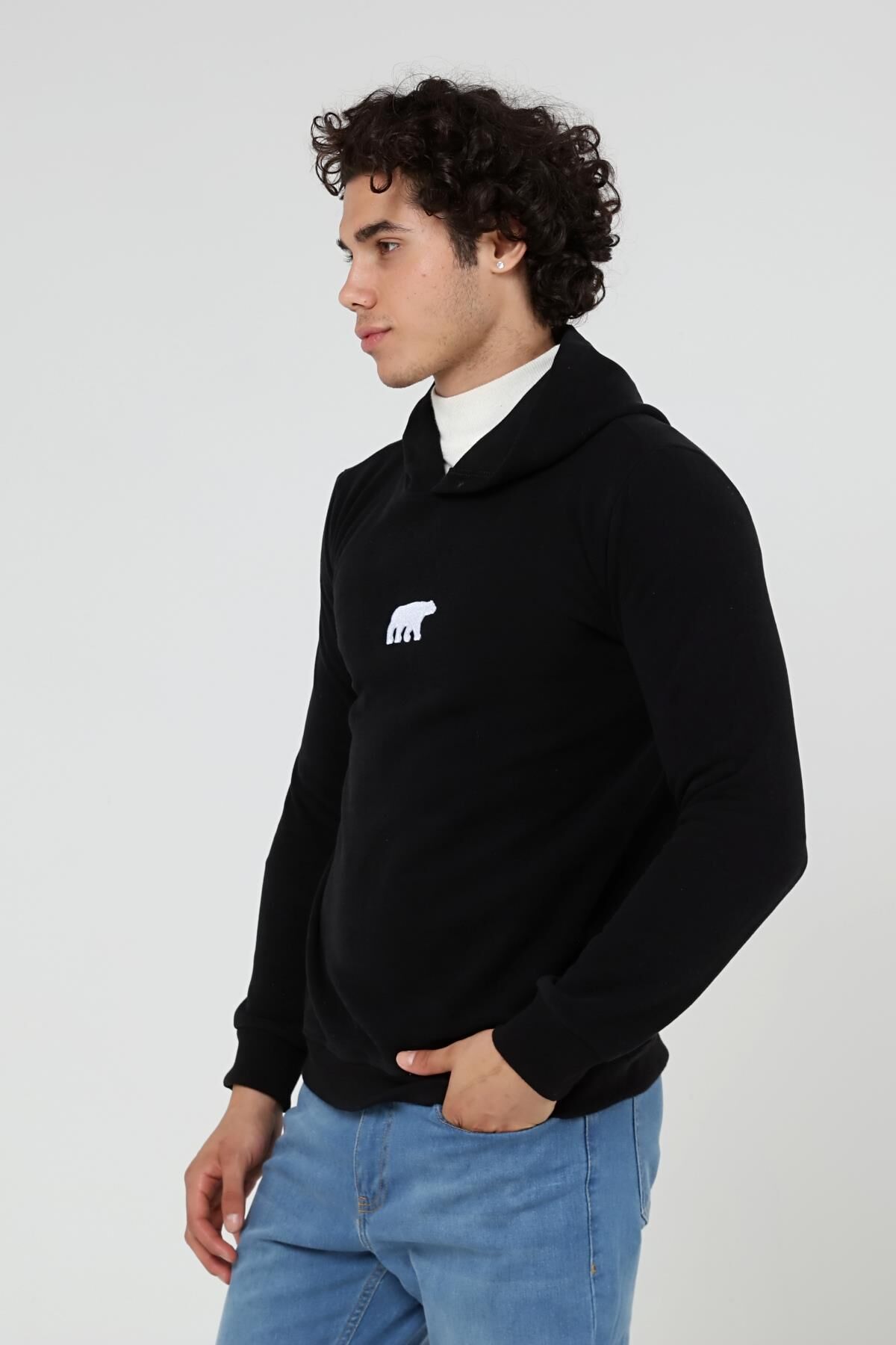 North Trace Crewline Kapüşonlu Erkek Hoodie SİYAH - 2XL