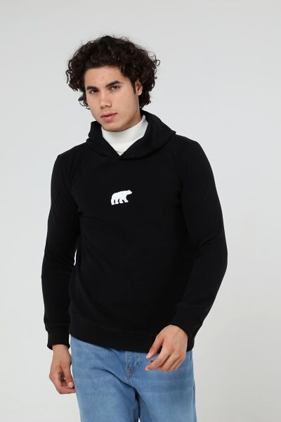 North Trace Crewline Kapüşonlu Erkek Hoodie SİYAH - 2XL