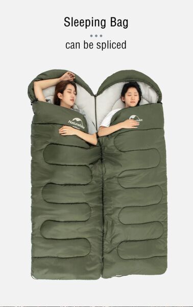 Naturehike Y150L Zarf Tarzı Kapüşonlu Pamuklu Uyku Tulumu -6°C YEŞİL - Left