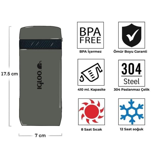 İgloo Squid Termos 410 ML HAKİ
