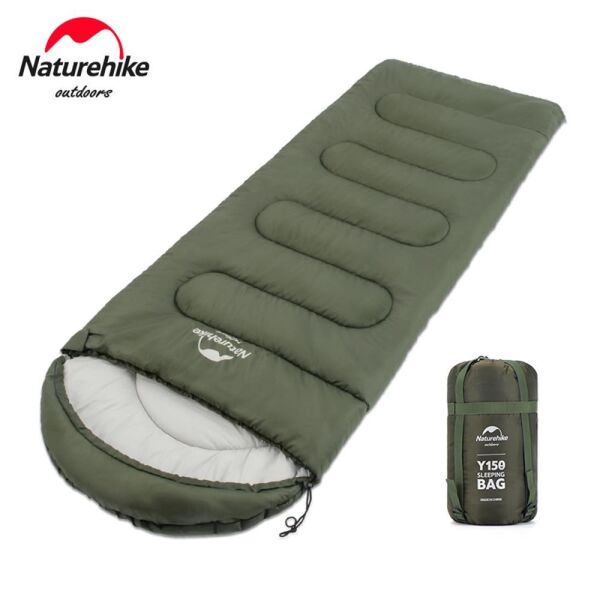 Naturehike Y150L Zarf Tarzı Kapüşonlu Pamuklu Uyku Tulumu -6°C YEŞİL - Right