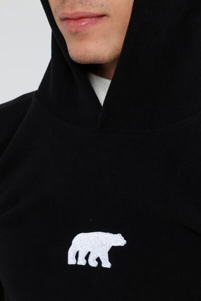 North Trace Crewline Kapüşonlu Erkek Hoodie SİYAH - XL