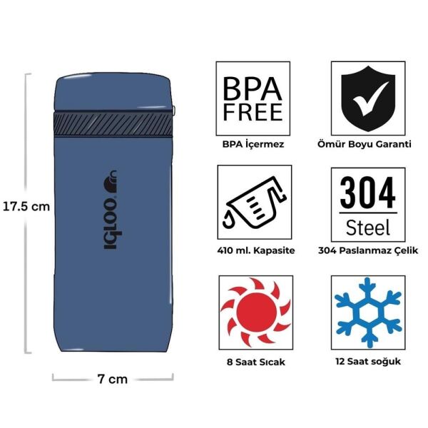 İgloo Squid Termos 410 ML LACİVERT