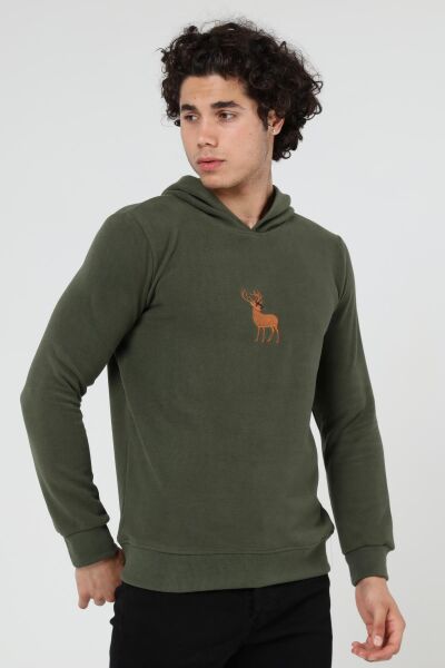 North Trace Crewline Kapüşonlu Erkek Hoodie HAKİ - 2XL