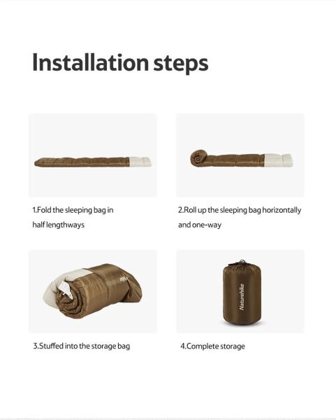 Naturehike LT150 Zarf Tarzı Pamuklu Uyku Tulumu -4°C BROWN - Left