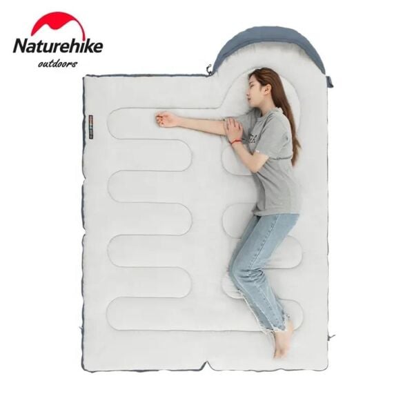 Naturehike Y150L Zarf Tarzı Kapüşonlu Pamuklu Uyku Tulumu -6°C MAVİ - Right